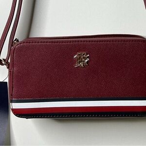 Tommy Hilfiger Red Leather Crossbody Bag New